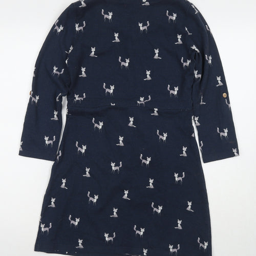 Joe Browns Womens Blue Animal Print Polyester Jumper Dress Size 8 Round Neck Pullover - Fox