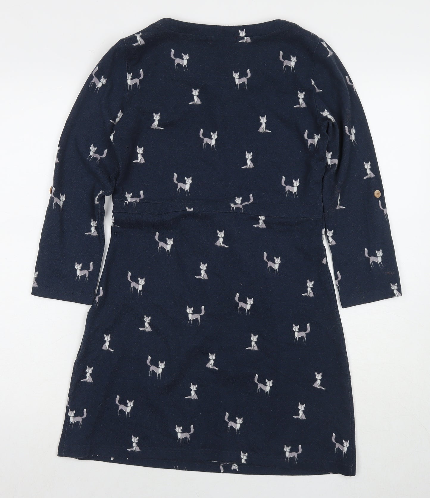 Joe Browns Womens Blue Animal Print Polyester Jumper Dress Size 8 Round Neck Pullover - Fox