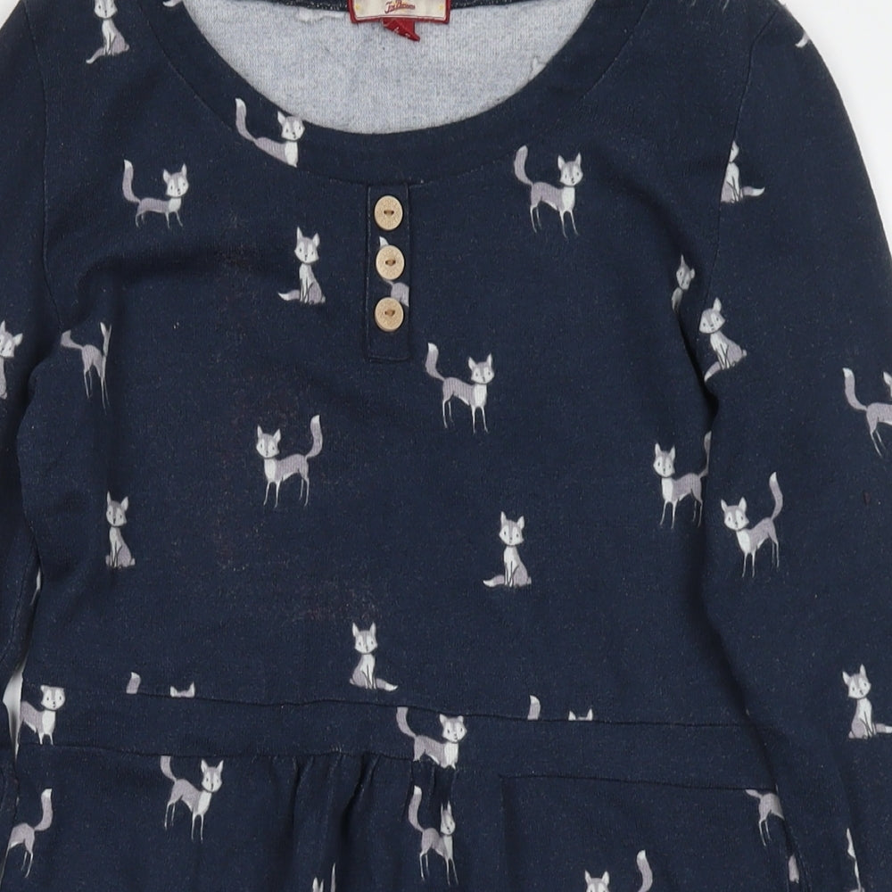Joe Browns Womens Blue Animal Print Polyester Jumper Dress Size 8 Round Neck Pullover - Fox