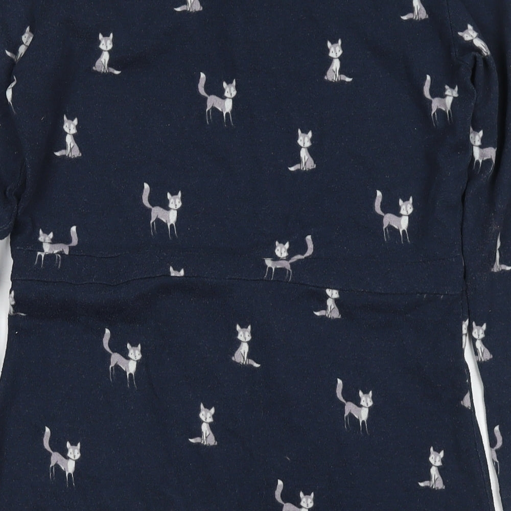 Joe Browns Womens Blue Animal Print Polyester Jumper Dress Size 8 Round Neck Pullover - Fox