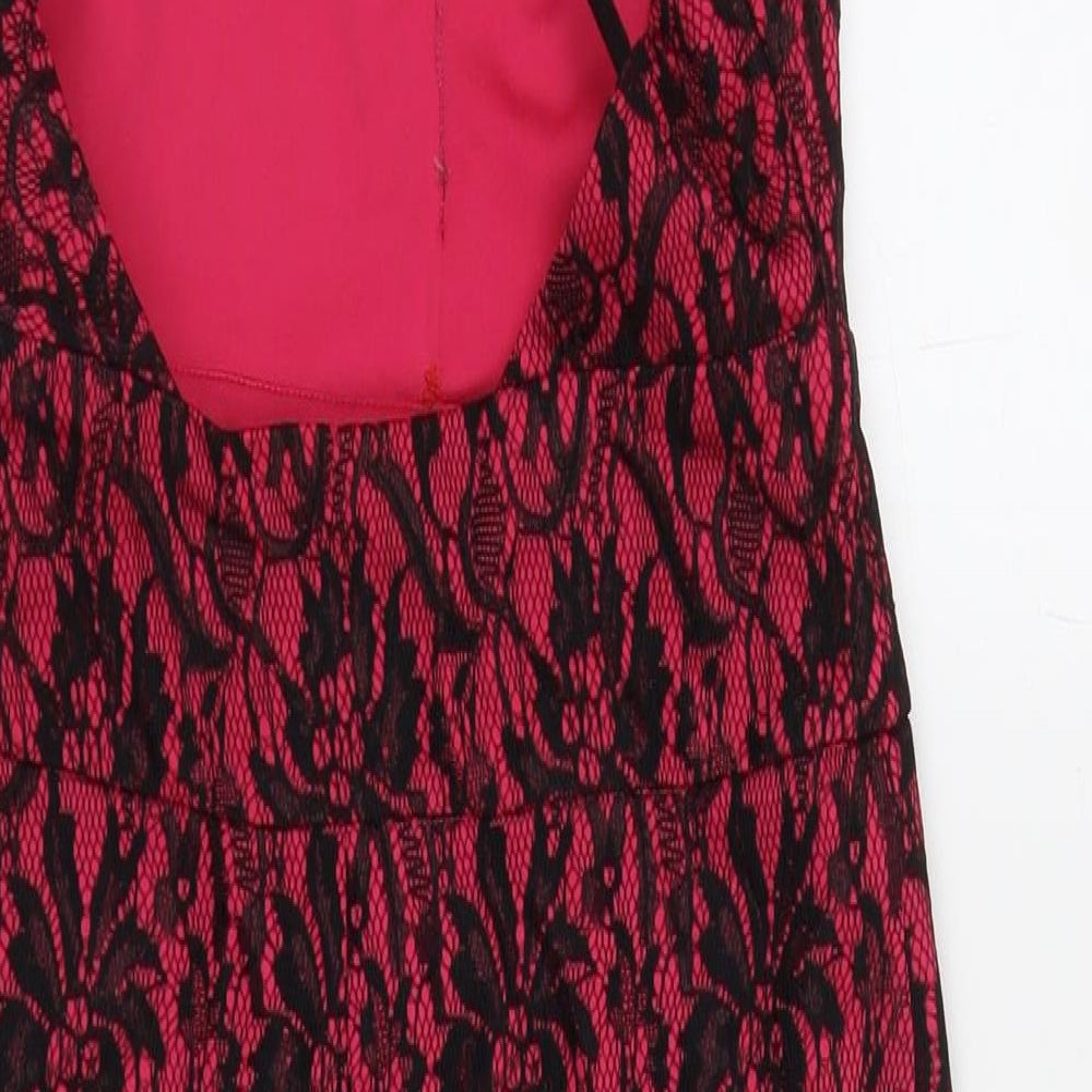 Rare London Womens Pink Floral Polyester Sheath Size 12 V-Neck Pullover