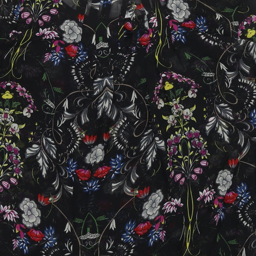 Miley&Molly Womens Black Floral Polyester Basic Blouse Size M Round Neck