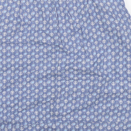 NEXT Womens Blue Floral Linen A-Line Skirt Size 10 Zip