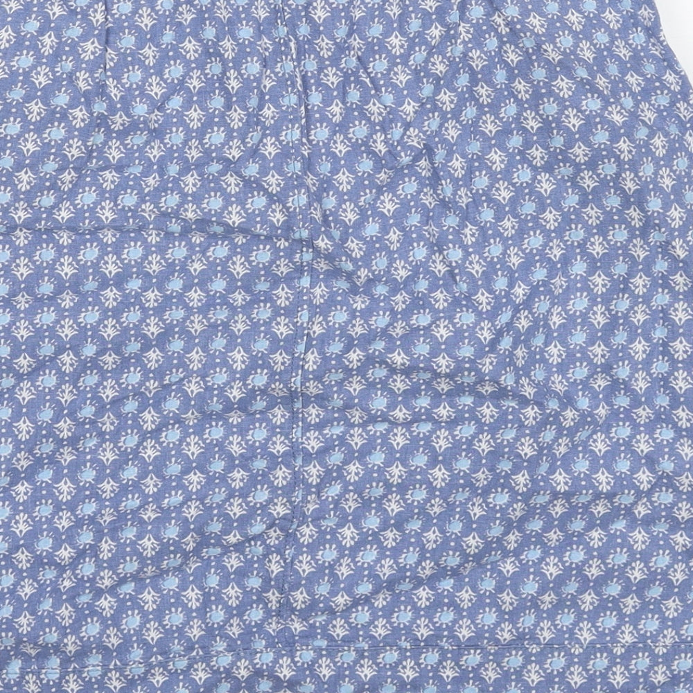 NEXT Womens Blue Floral Linen A-Line Skirt Size 10 Zip