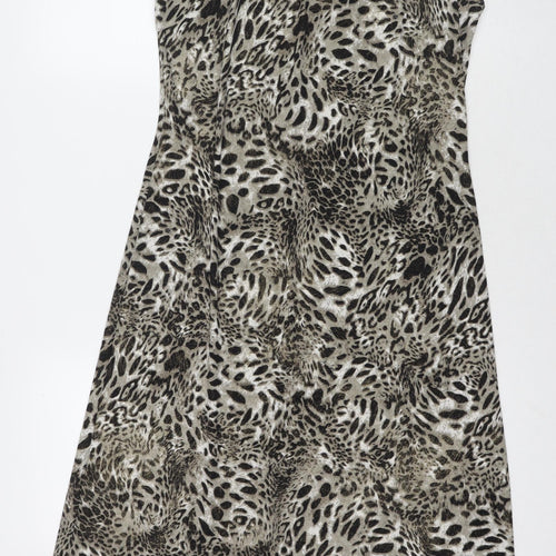 M&Co Womens Grey Animal Print Polyester Maxi Size 10 Round Neck Pullover - Leopard Print