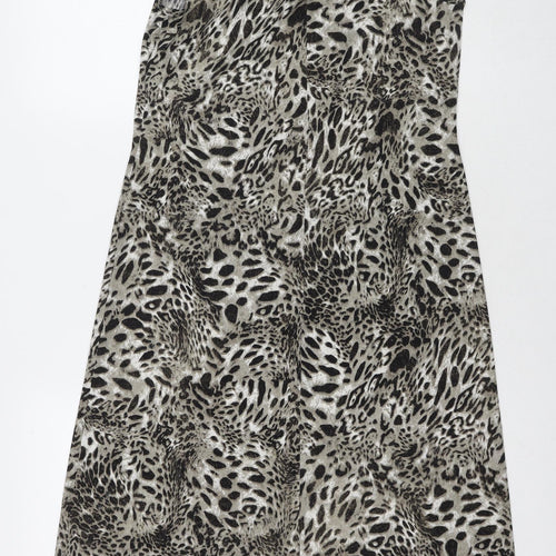 M&Co Womens Grey Animal Print Polyester Maxi Size 10 Round Neck Pullover - Leopard Print