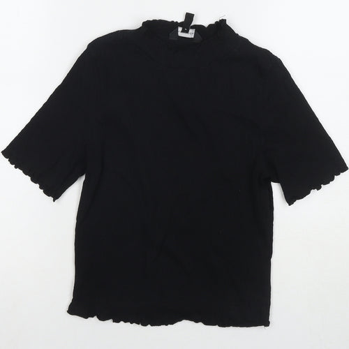New Look Womens Black Viscose Basic T-Shirt Size 12 Round Neck