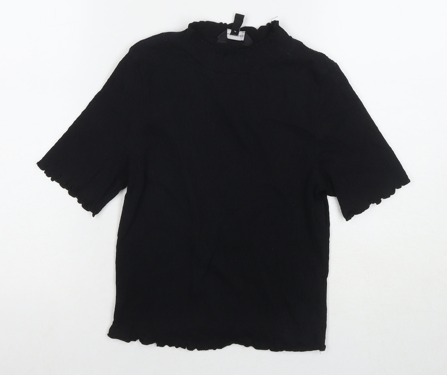 New Look Womens Black Viscose Basic T-Shirt Size 12 Round Neck