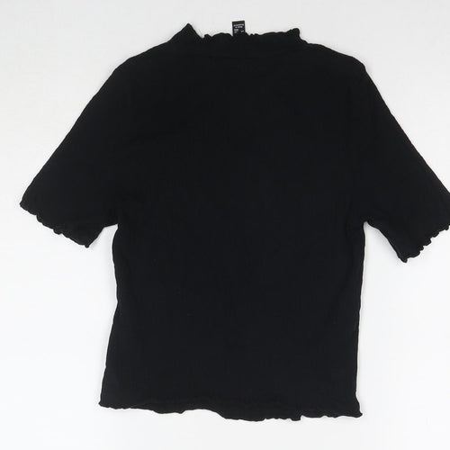 New Look Womens Black Viscose Basic T-Shirt Size 12 Round Neck
