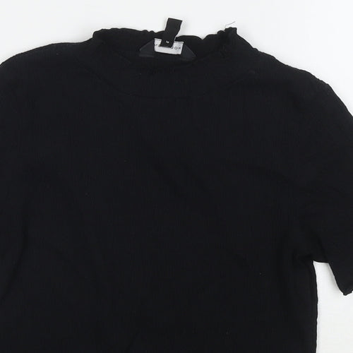 New Look Womens Black Viscose Basic T-Shirt Size 12 Round Neck