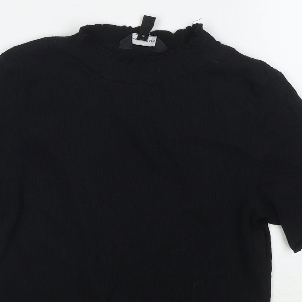 New Look Womens Black Viscose Basic T-Shirt Size 12 Round Neck