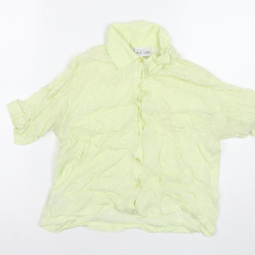 New Look Womens Yellow Viscose Basic Button-Up Size 12 Collared