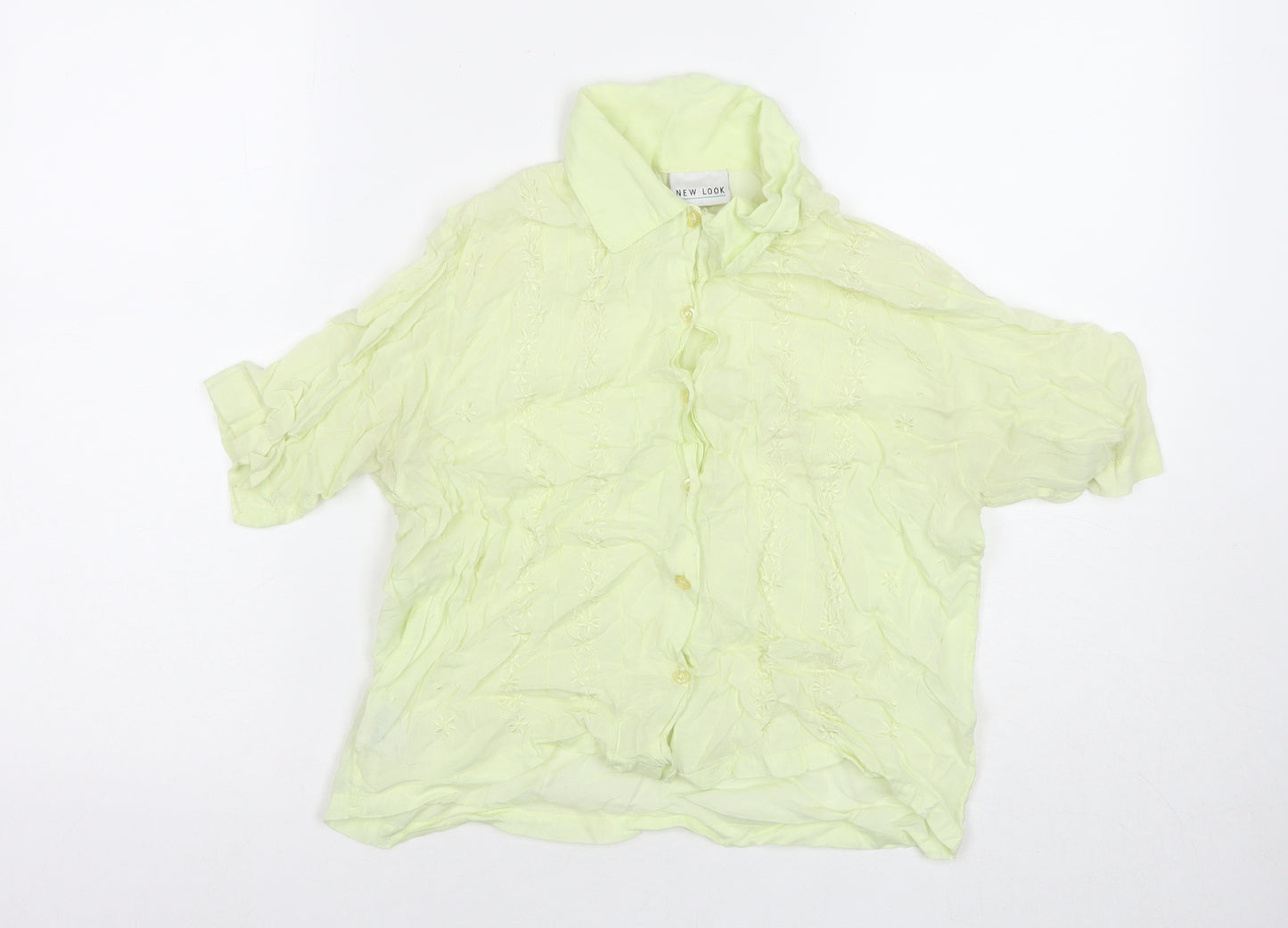 New Look Womens Yellow Viscose Basic Button-Up Size 12 Collared