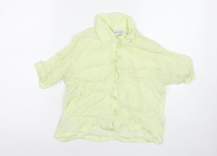 New Look Womens Yellow Viscose Basic Button-Up Size 12 Collared