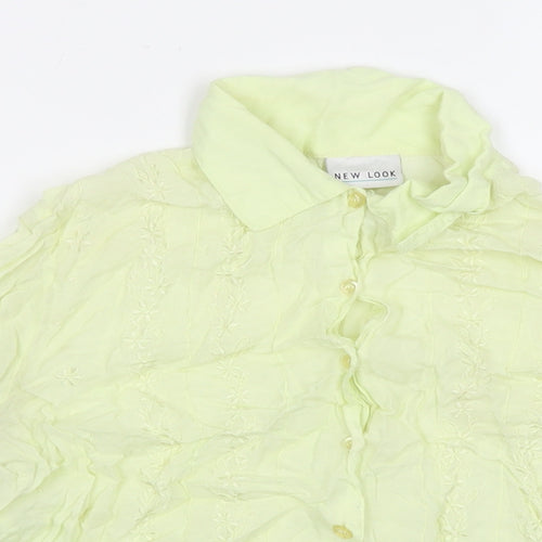 New Look Womens Yellow Viscose Basic Button-Up Size 12 Collared