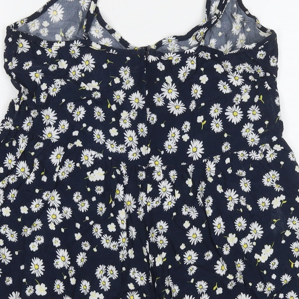 Cotton On Womens Blue Floral Viscose Romper One-Piece Size S L3 in Pullover