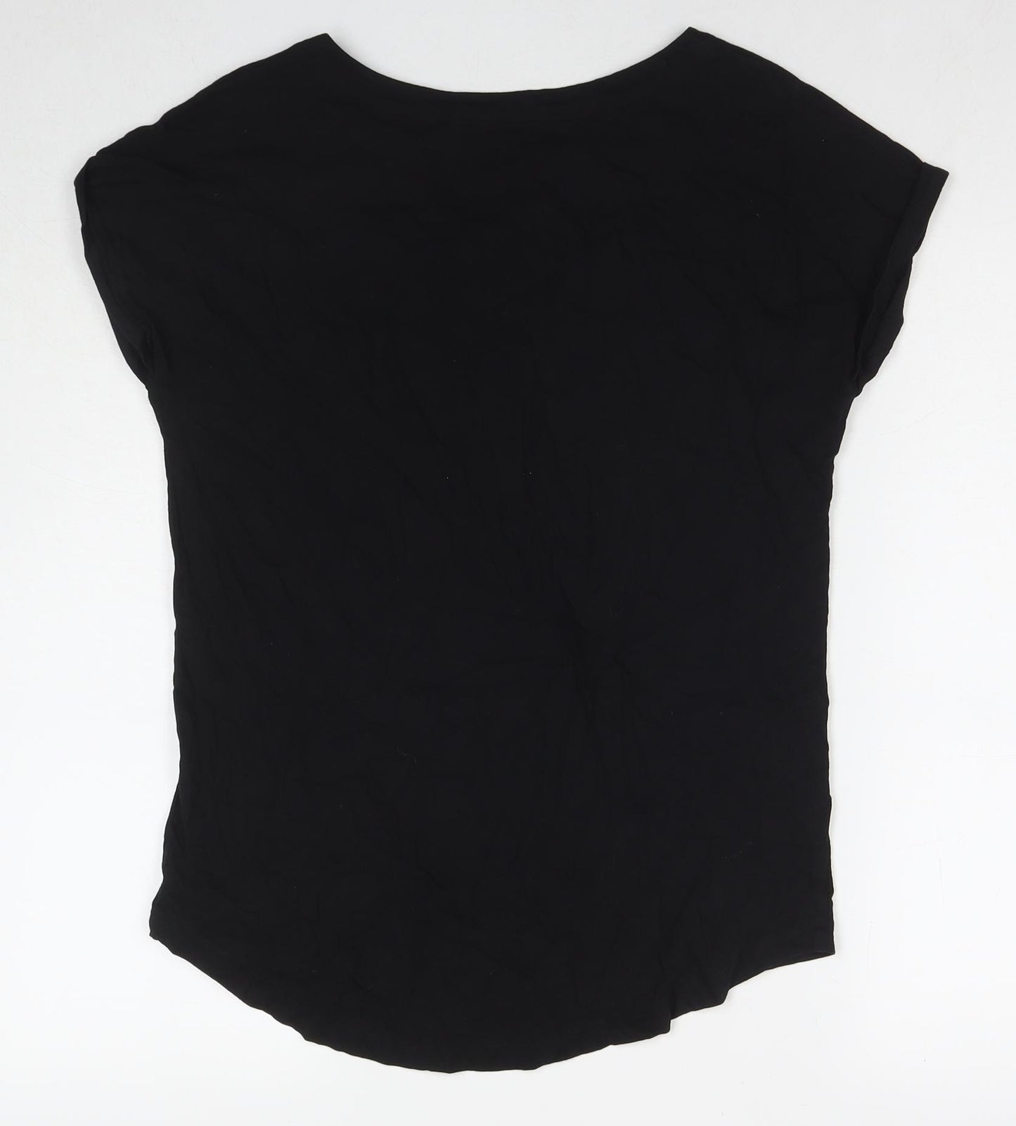 NEXT Womens Black Cotton Basic T-Shirt Size 10 Round Neck