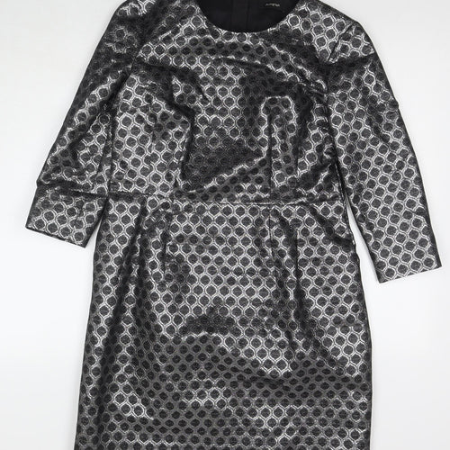 Autograph Womens Silver Polyester A-Line Size 12 Round Neck Pullover