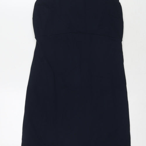 Marks and Spencer Womens Blue Viscose A-Line Size 10 Round Neck Pullover