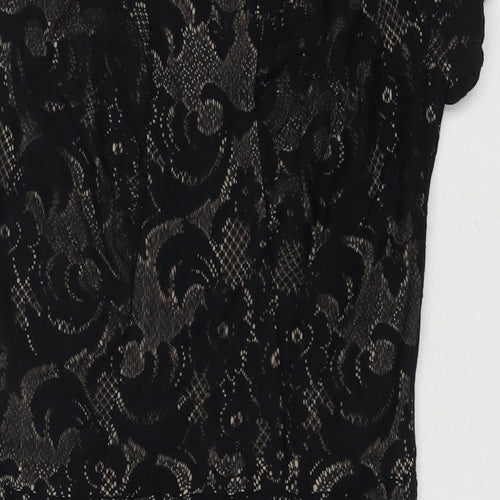 Mango Womens Black Polyamide Pencil Dress Size L Round Neck Zip
