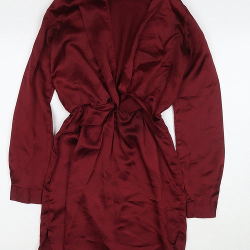 PRETTYLITTLETHING Womens Red Polyester A-Line Size 6 Collared Pullover