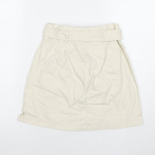 Miss Selfridge Womens Beige Cotton A-Line Skirt Size 8 Button
