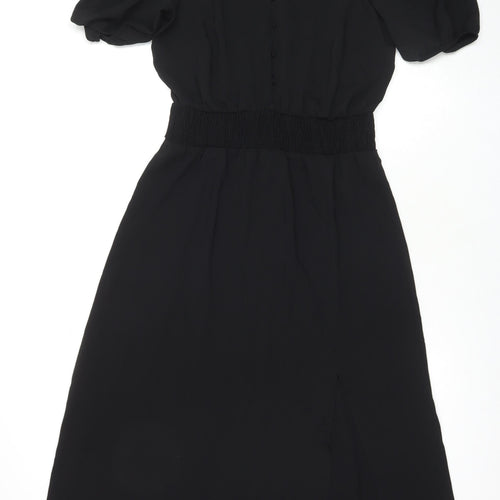 Friends Like These Womens Black Polyester Maxi Size 12 V-Neck Pullover - Side Slit(s)