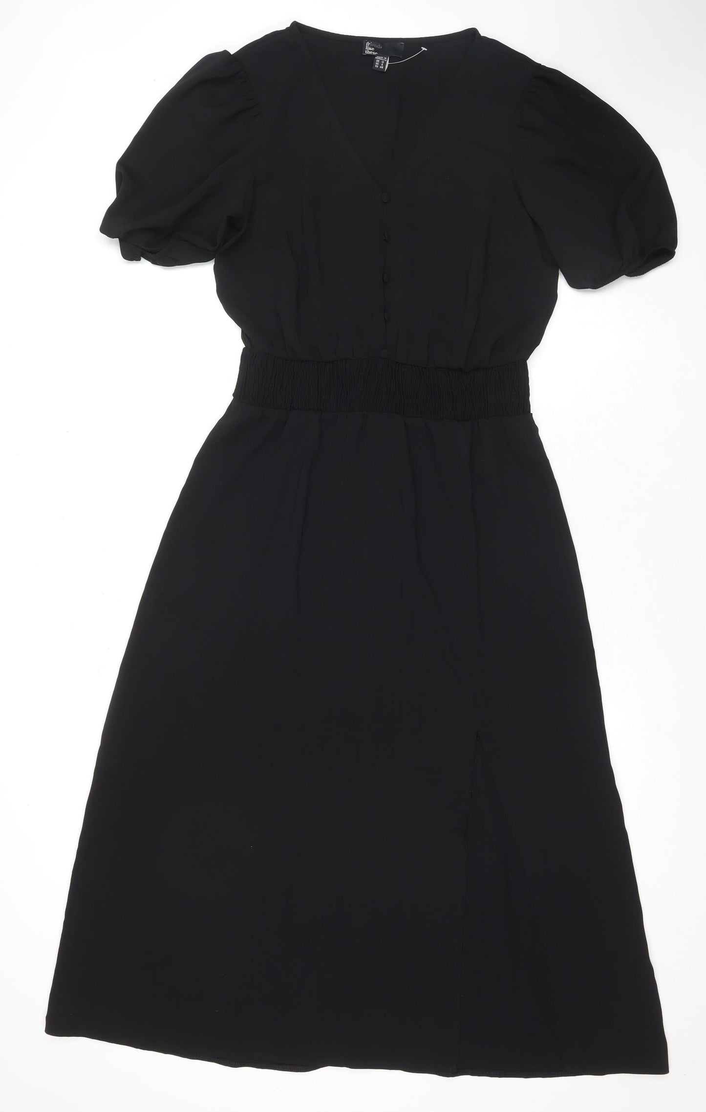 Friends Like These Womens Black Polyester Maxi Size 12 V-Neck Pullover - Side Slit(s)