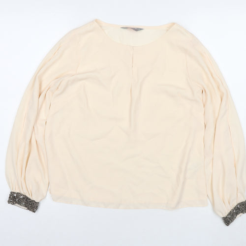 Dorothy Perkins Womens Ivory Polyester Basic Blouse Size 10 Round Neck