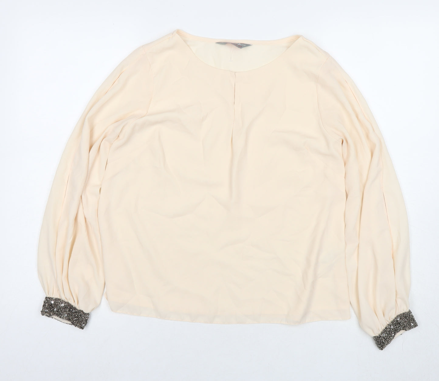 Dorothy Perkins Womens Ivory Polyester Basic Blouse Size 10 Round Neck