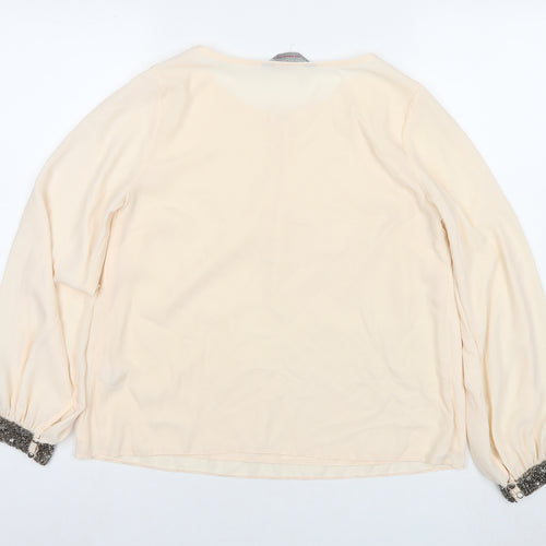 Dorothy Perkins Womens Ivory Polyester Basic Blouse Size 10 Round Neck