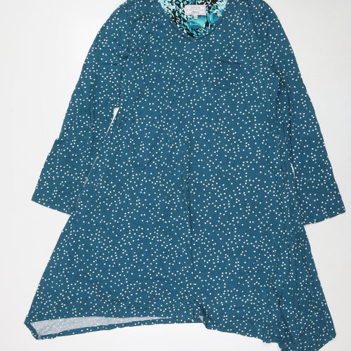 Carole Hochman Womens Blue Polka Dot Viscose A-Line Size M V-Neck Pullover