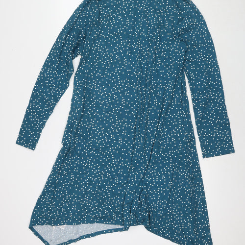 Carole Hochman Womens Blue Polka Dot Viscose A-Line Size M V-Neck Pullover