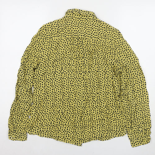 NEXT Womens Yellow Polka Dot Modal Basic Button-Up Size 14 Collared