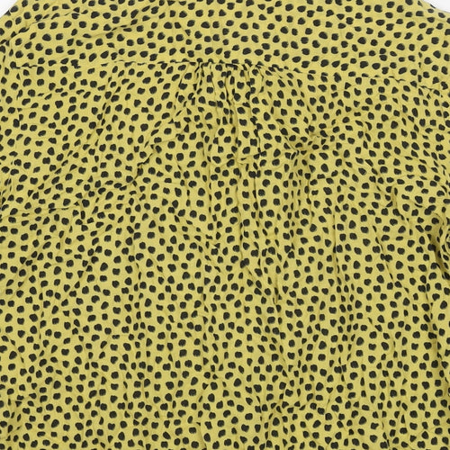 NEXT Womens Yellow Polka Dot Modal Basic Button-Up Size 14 Collared