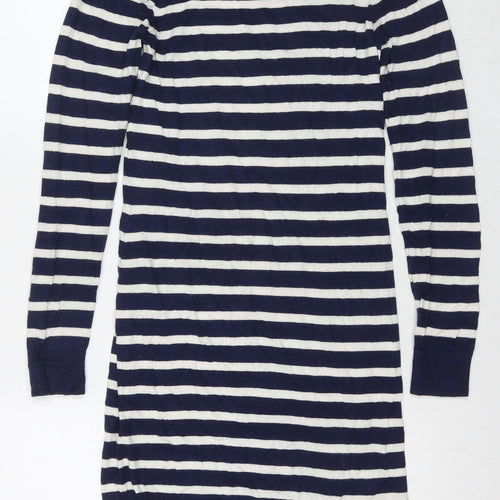 JoJo Maman Bébé Womens Blue Striped Cotton Maxi Size XS Round Neck Pullover