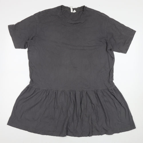 Divided by H&M Womens Grey Cotton T-Shirt Dress Size M Round Neck Pullover
