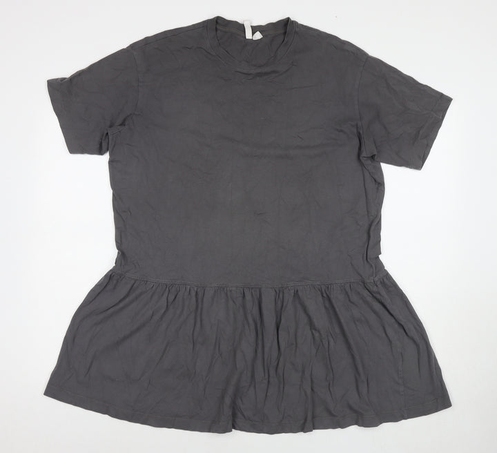 Divided by H&M Womens Grey Cotton T-Shirt Dress Size M Round Neck Pullover