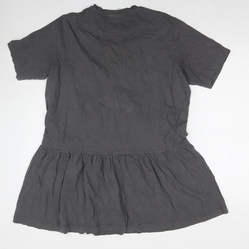 Divided by H&M Womens Grey Cotton T-Shirt Dress Size M Round Neck Pullover