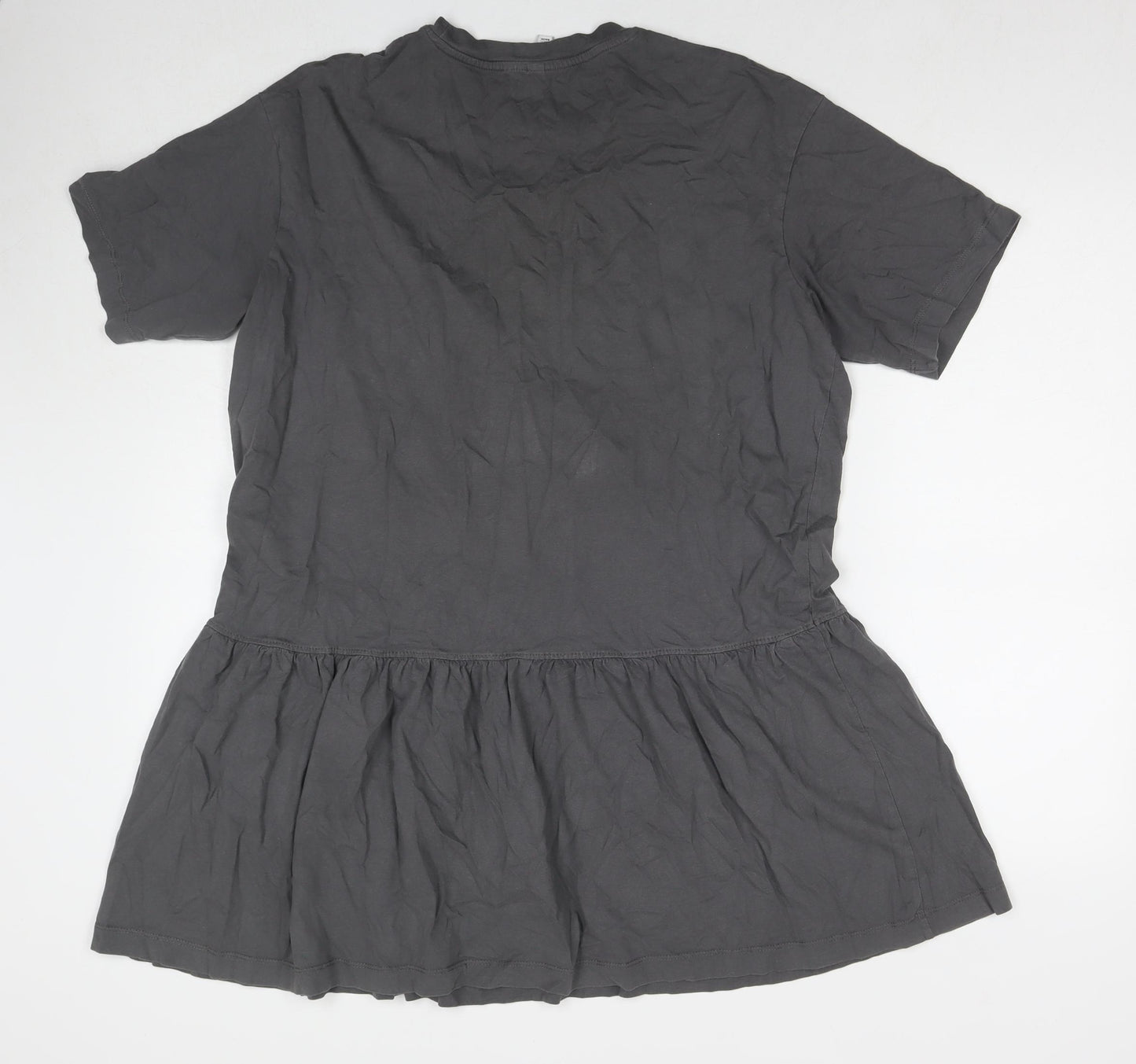 Divided by H&M Womens Grey Cotton T-Shirt Dress Size M Round Neck Pullover