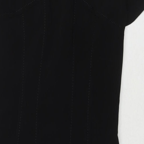 Marks and Spencer Womens Black Polyester A-Line Size 10 Round Neck Zip