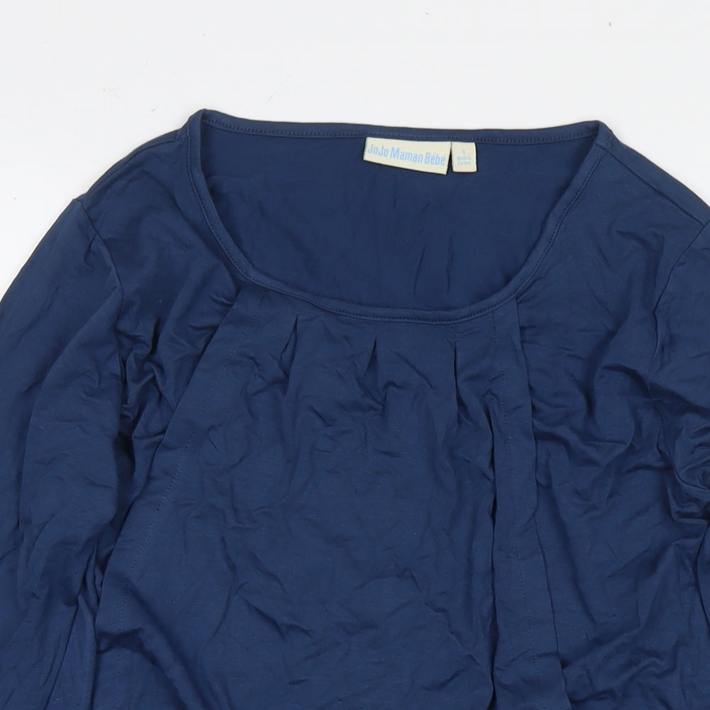 JoJo Maman Bébé Womens Blue Viscose Basic Blouse Size S Round Neck