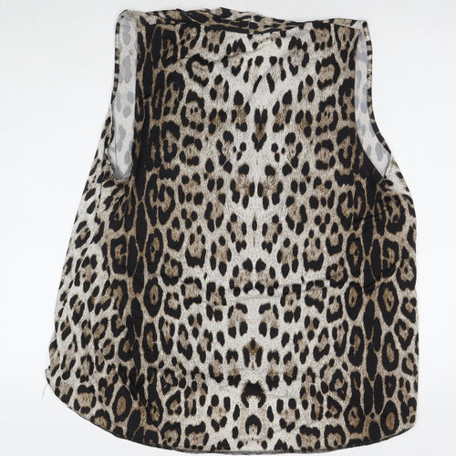 Classics Womens Beige Animal Print Polyester Basic Tank Size 20 V-Neck