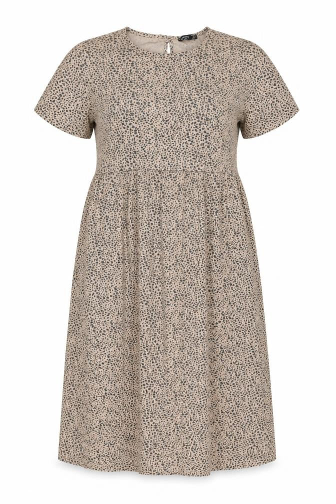 Wednesday's Girl Womens Beige Animal Print Viscose Fit & Flare Size 14 Round Neck Pullover - Leopard Print