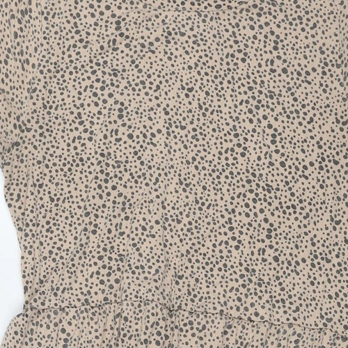 Wednesday's Girl Womens Beige Animal Print Viscose Fit & Flare Size 14 Round Neck Pullover - Leopard Print