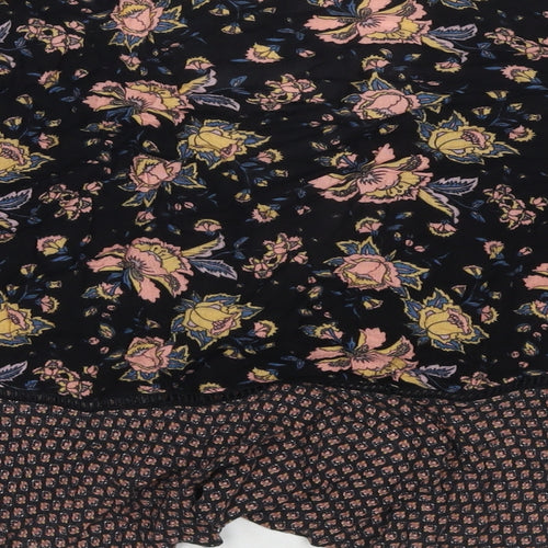 New Look Womens Multicoloured Floral Viscose Wrap T-Shirt Size 12 V-Neck