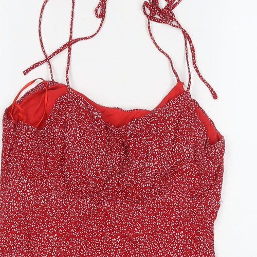 Sundae Muse Womens Red Geometric Viscose Tank Dress Size 8 V-Neck Pullover