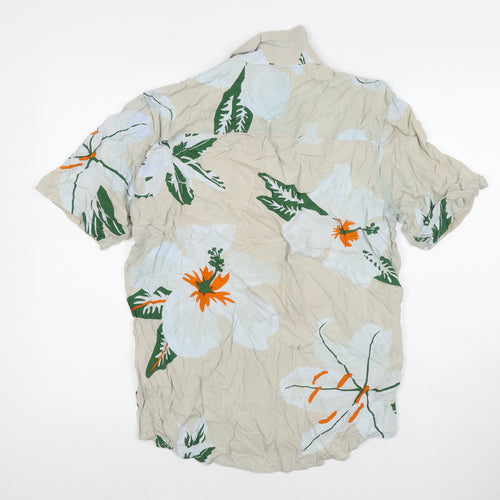 ONLY & SONS Mens Multicoloured Floral Viscose Button-Up Size M Collared Button