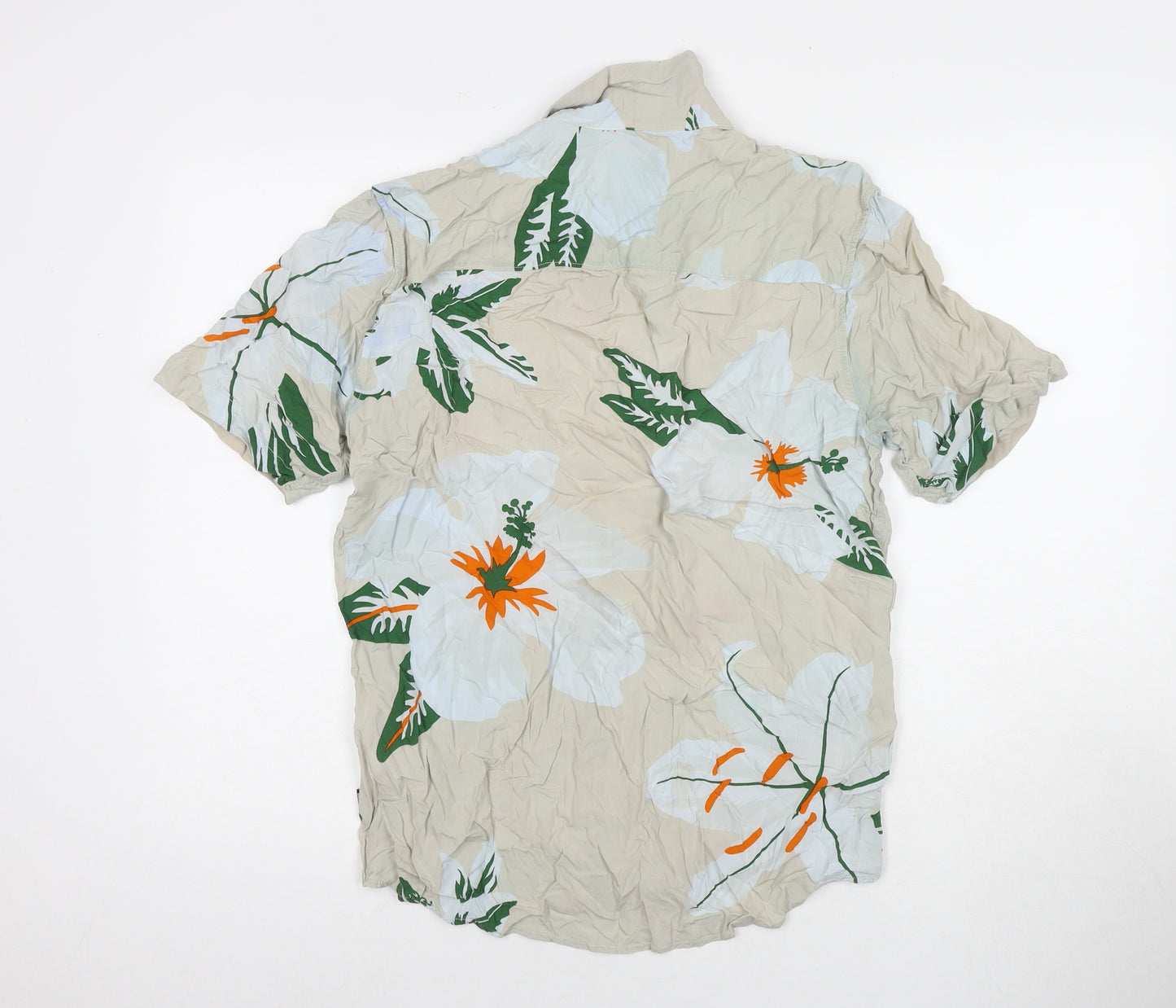 ONLY & SONS Mens Multicoloured Floral Viscose Button-Up Size M Collared Button