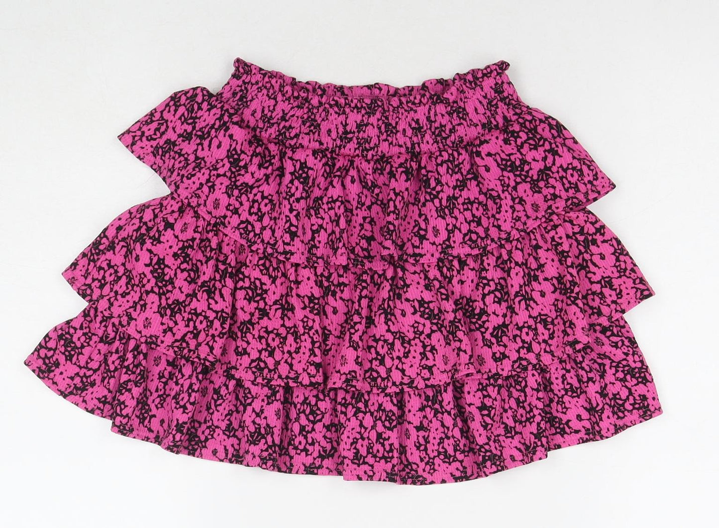 NEXT Girls Pink Viscose Pleated Skirt Size 6 Years Regular Pull On